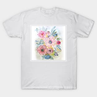 Watercolor hand paint floral design T-Shirt